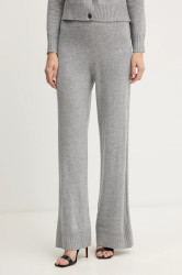 Kalhoty s příměsí vlny Armani Exchange šedá barva, high waist, XW001165 AF16181