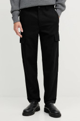 Kalhoty s příměsí vlny BOSS Orange Sisla-R-Cargo-2 černá barva, 50553971