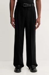 Kalhoty s příměsí vlny HUGO Fadi253F1X pánské, hnědá barva, 50544666