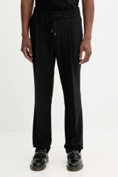 Kalhoty s příměsí vlny HUGO Getlin251F3 pánské, černá barva, ve střihu chinos, 50544673