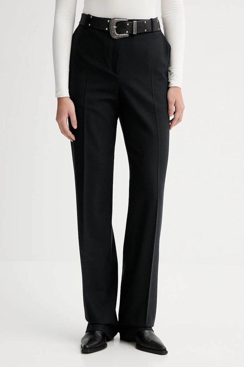 Kalhoty s příměsí vlny IRO WM23GAYLOR černá barva, medium waist, GAYLOR