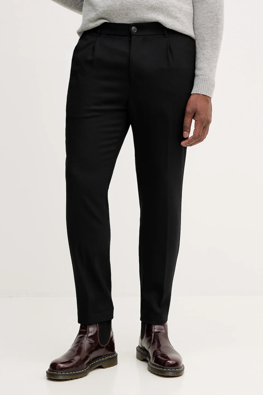 Kalhoty s příměsí vlny Joop! černá barva, 30048565