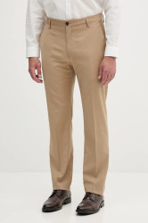 Kalhoty s příměsí vlny Liu Jo pánské, béžová barva, přiléhavé, QA5085 T3991