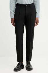 Kalhoty s příměsí vlny Marc O'Polo pánské, černá barva, ve střihu chinos, 530021410102
