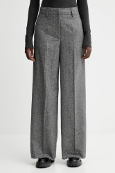 Kalhoty s příměsí vlny Marc O'Polo šedá barva, high waist, 509015810149