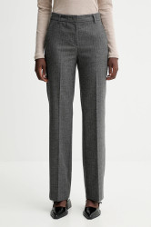 Kalhoty s příměsí vlny Marc O'Polo šedá barva, high waist, 510023710199