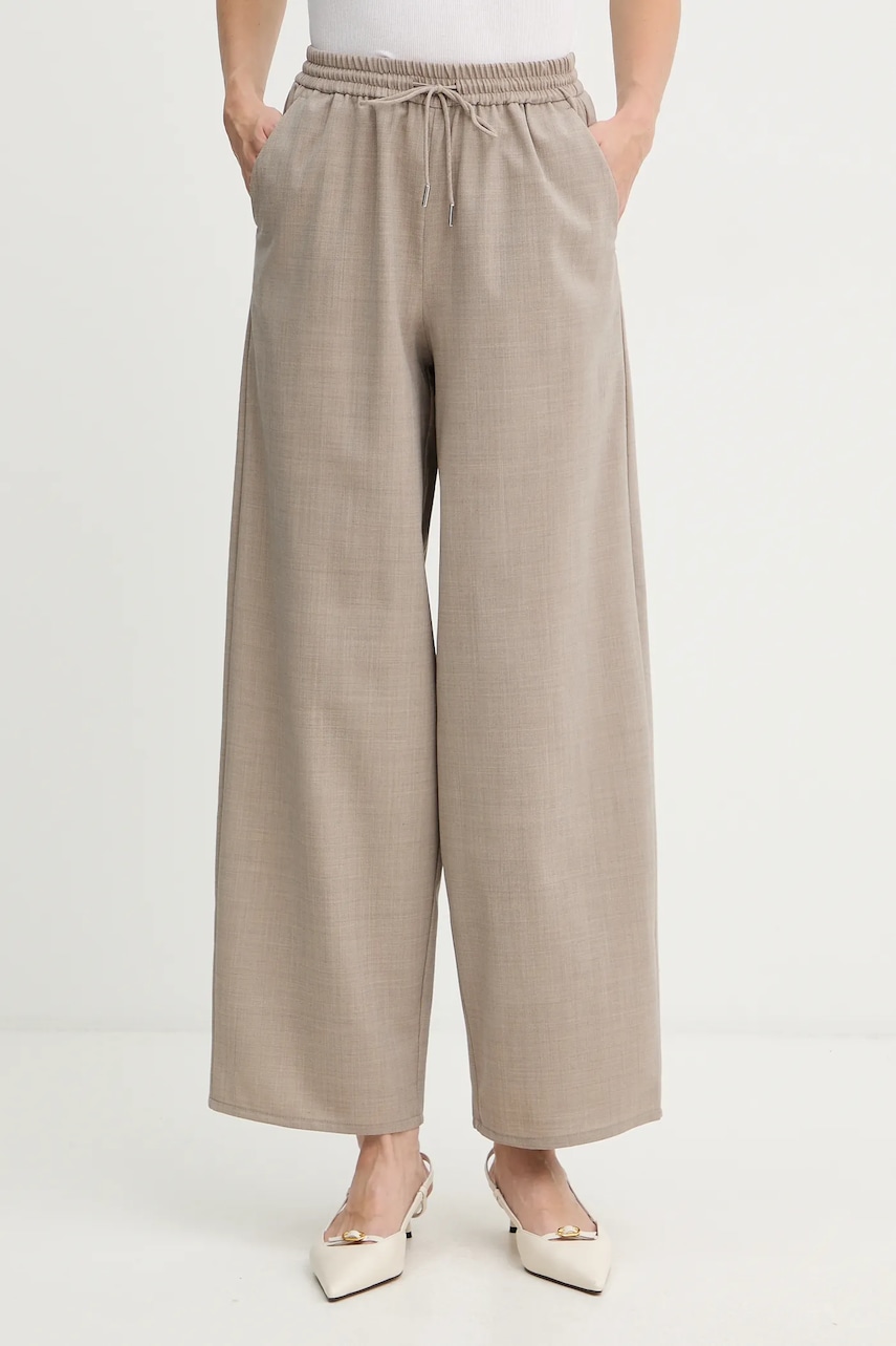 Kalhoty s příměsí vlny MAX&Co. béžová barva, high waist, 2528136015200