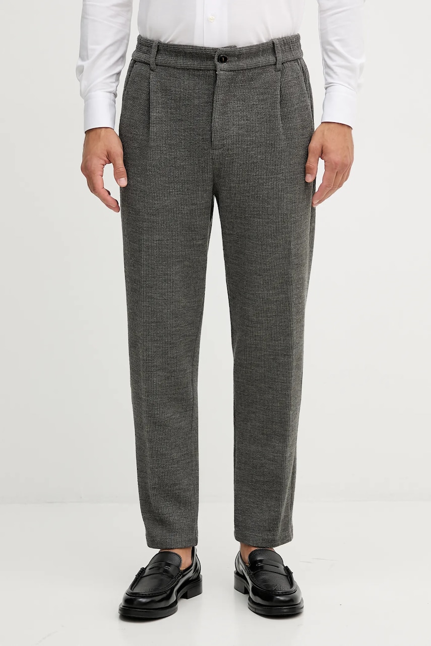 Kalhoty s příměsí vlny Mos Mosh BALDO šedá barva, 509010