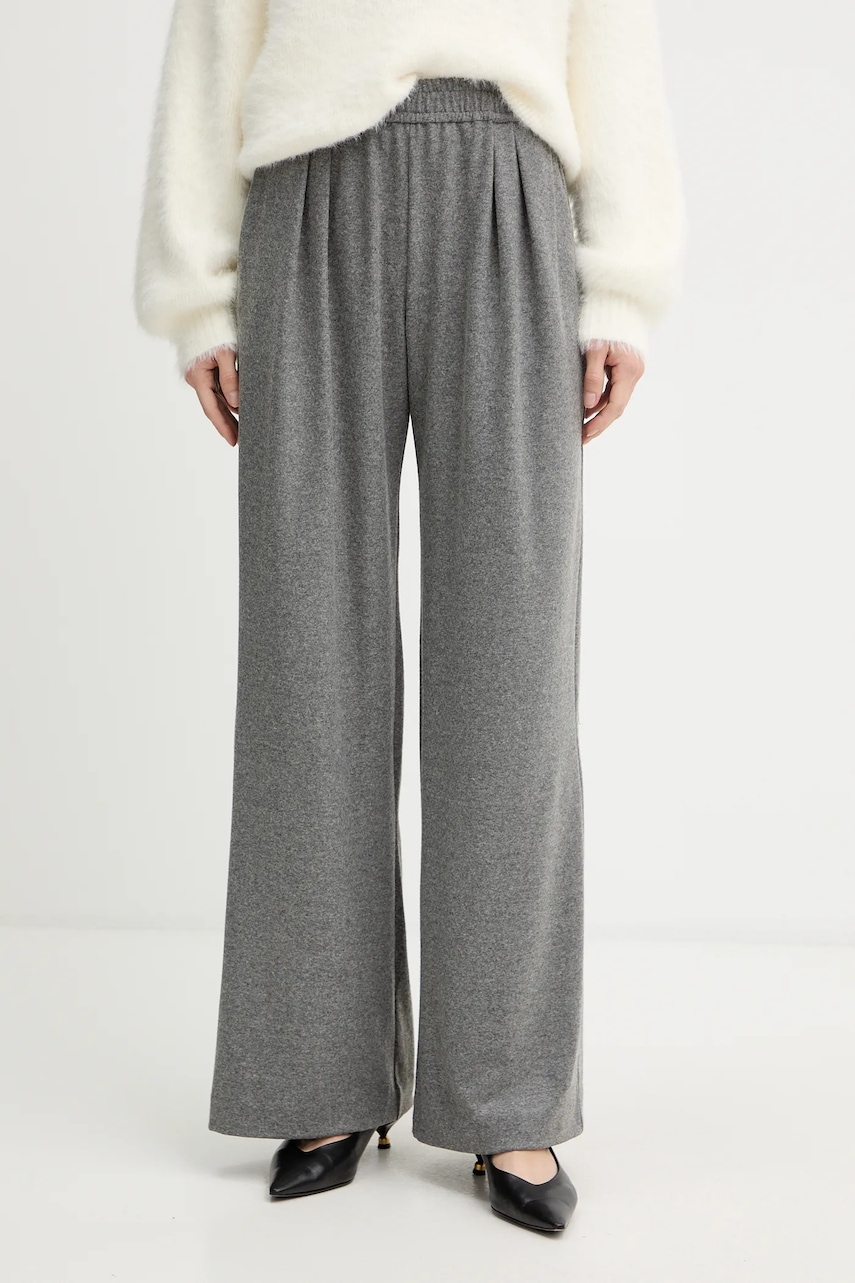 Kalhoty s příměsí vlny Pinko šedá barva, high waist, 106118 A2ZU