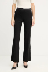 Kalhoty s příměsí vlny Twinset černá barva, medium waist, 252TT2123