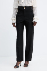 Kalhoty s příměsí vlny Twinset dámské, černá barva, high waist, 252TS2063