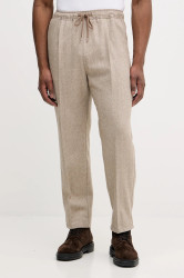 Kalhoty s příměsí vlny United Colors of Benetton béžová barva, 47WUUF05V