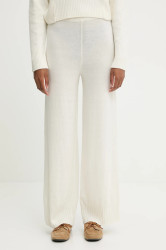 Kalhoty s příměsí vlny United Colors of Benetton béžová barva, high waist, 102HDF00Z