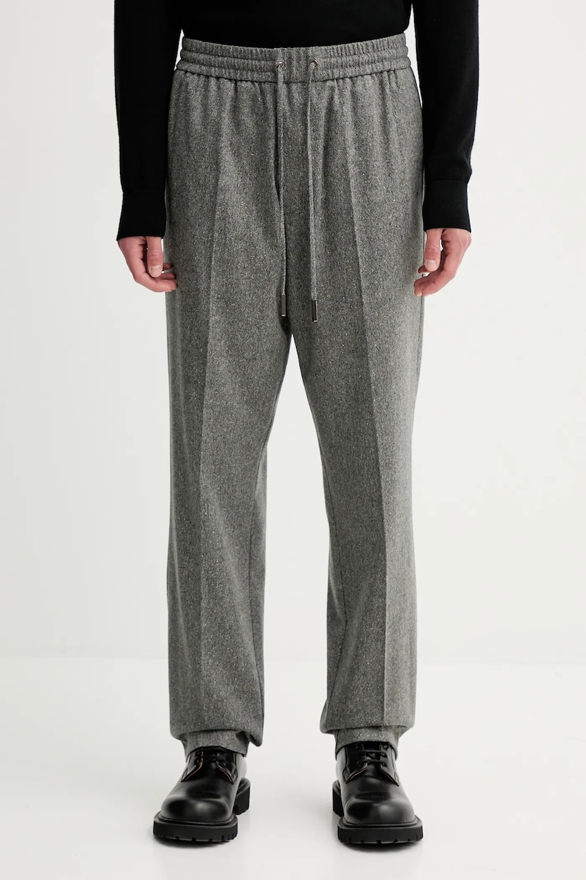 Kalhoty s vlnou Iceberg pánské, šedá barva, B080 3080