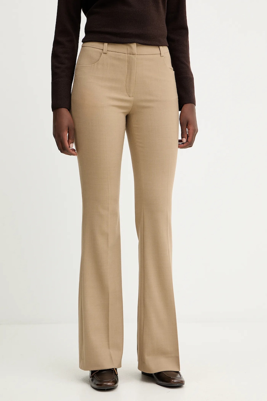 Kalhoty s vlnou Luisa Spagnoli dámské, zelená barva, zvony, high waist, 542617