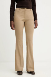 Kalhoty s vlnou Luisa Spagnoli dámské, zelená barva, zvony, high waist, 542617