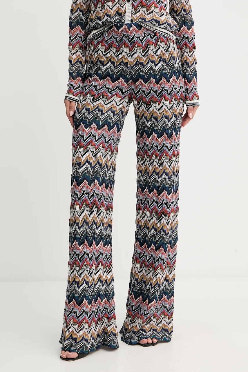 Kalhoty s vlnou Missoni dámské, fialová barva, zvony, high waist, DS25WI0Q.BR012F