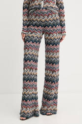 Kalhoty s vlnou Missoni dámské, fialová barva, zvony, high waist, DS25WI0Q.BR012F