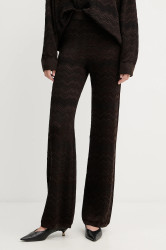 Kalhoty s vlnou Missoni dámské, hnědá barva, high waist, DS25WI0J.BK01CP
