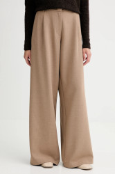 Kalhoty Sessun dámské, béžová barva, široké, high waist, 25107000