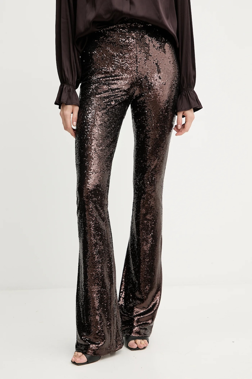 Kalhoty Silvian Heach FUNZAM dámské, hnědá barva, zvony, high waist, GPA25522PA