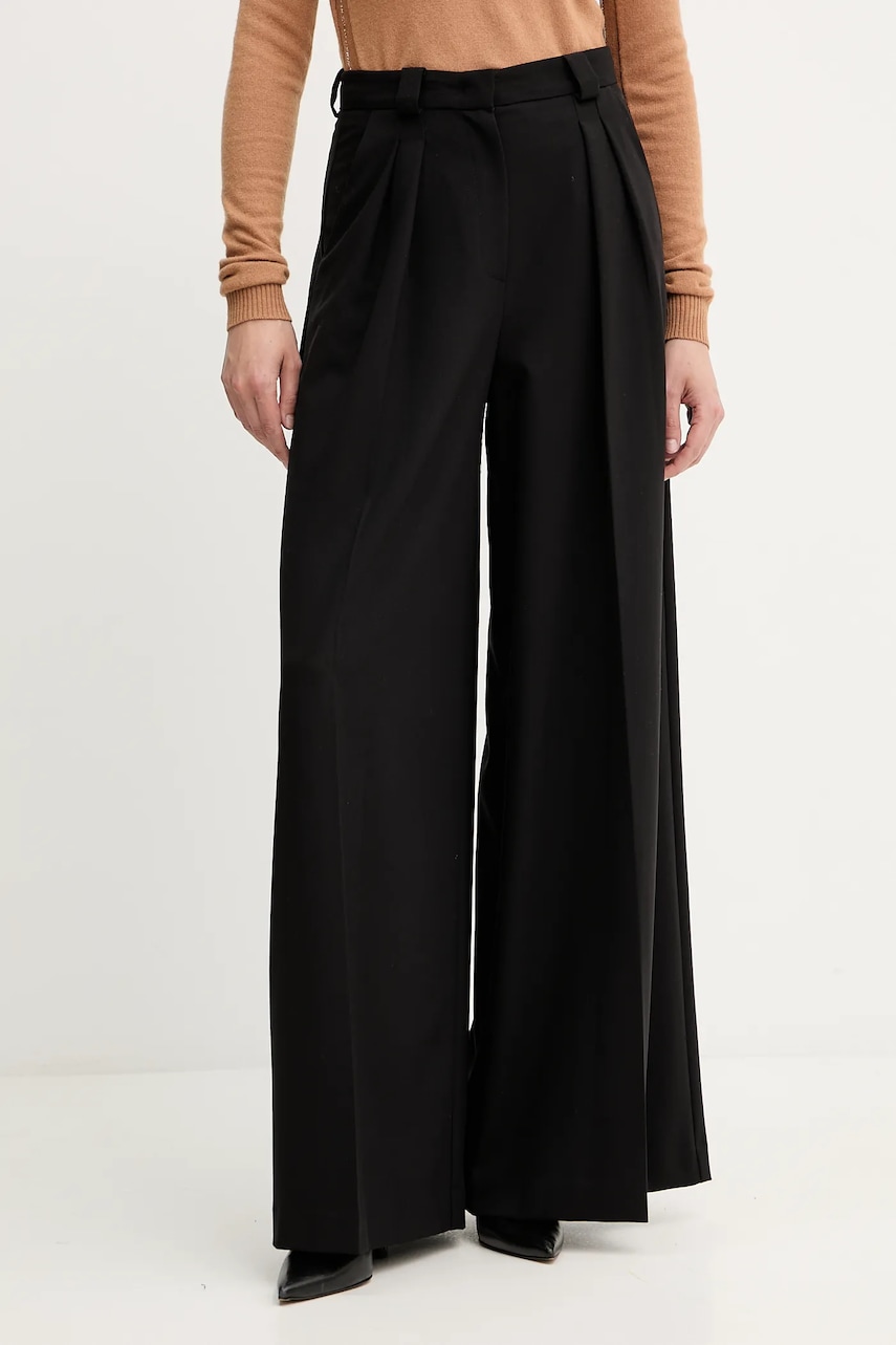 Kalhoty Simona Corsellini dámské, černá barva, high waist, A25CPPA00301