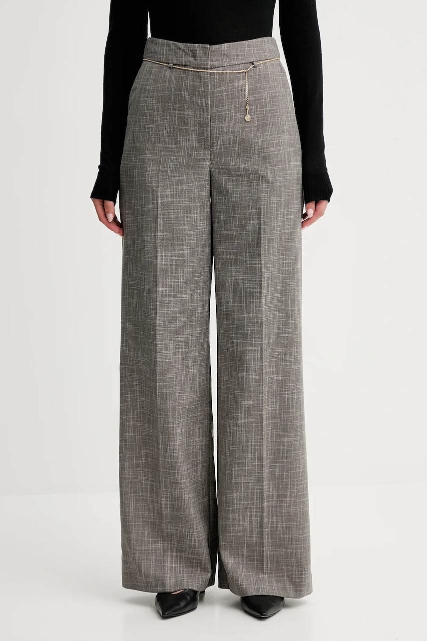 Kalhoty Simona Corsellini dámské, hnědá barva, high waist, A25CPPA01501