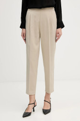 Kalhoty Sisley dámské, béžová barva, střih chinos, high waist, 41YPLF043