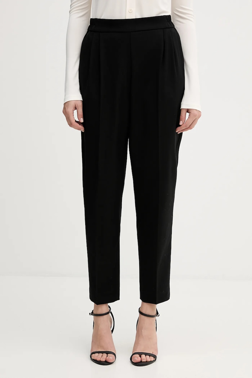 Kalhoty Sisley dámské, černá barva, střih chinos, high waist, 41YPLF043
