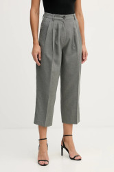 Kalhoty Sisley dámské, šedá barva, střih cigarette, high waist, 4V99LF07S