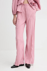 Kalhoty Stine Goya dámské, růžová barva, high waist, SG-SS25-P078-2342