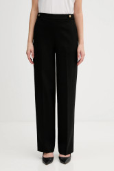 Kalhoty Tommy Hilfiger dámské, černá barva, high waist, WW0WW47799