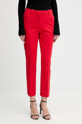 Kalhoty Tommy Hilfiger dámské, červená barva, přiléhavé, medium waist, WW0WW48350
