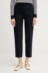 Kalhoty Tommy Hilfiger dámské, tmavomodrá barva, high waist, WW0WW48355