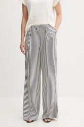 Kalhoty Tommy Hilfiger dámské, tmavomodrá barva, široké, high waist, WW0WW45890