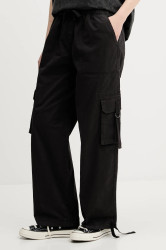 Kalhoty Tommy Jeans dámské, černá barva, high waist, DW0DW20995