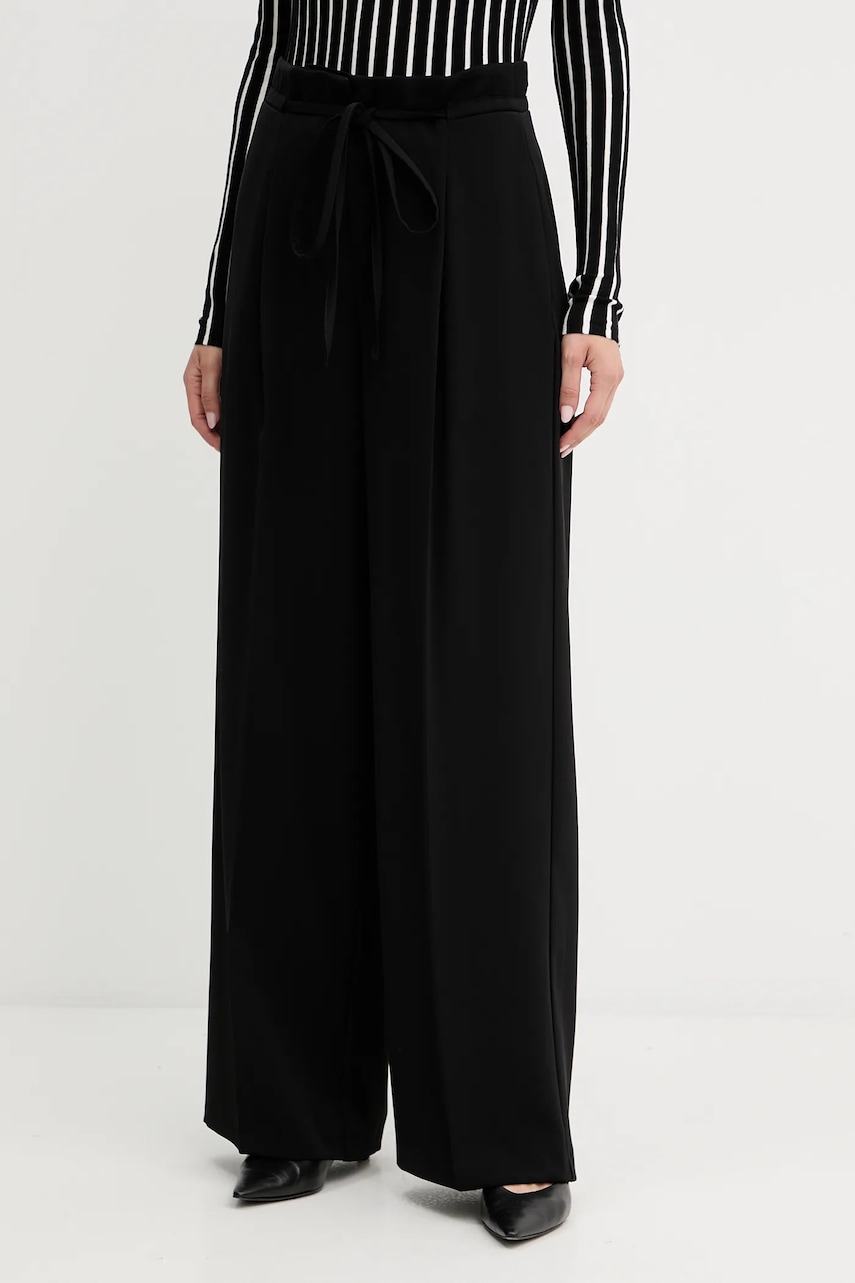 Kalhoty Twinset dámské, černá barva, široké, high waist, 252TF2011