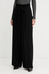 Kalhoty Twinset dámské, černá barva, široké, high waist, 252TF2011