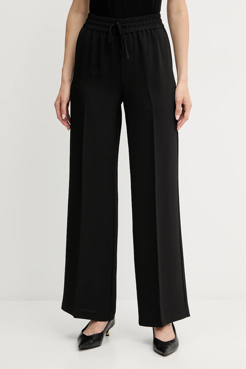 Kalhoty Twinset dámské, černá barva, široké, high waist, 252TP2611