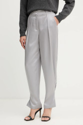 Kalhoty Twinset dámské, šedá barva, high waist, 252AP2413