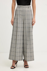 Kalhoty Twinset dámské, šedá barva, široké, high waist, 252TP2184