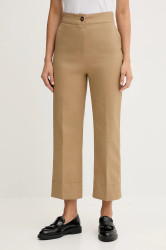 Kalhoty United Colors of Benetton dámské, béžová barva, high waist, 4SJCDF07J