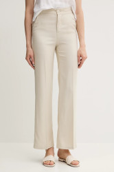 Kalhoty United Colors of Benetton dámské, béžová barva, high waist, 4T91DF099