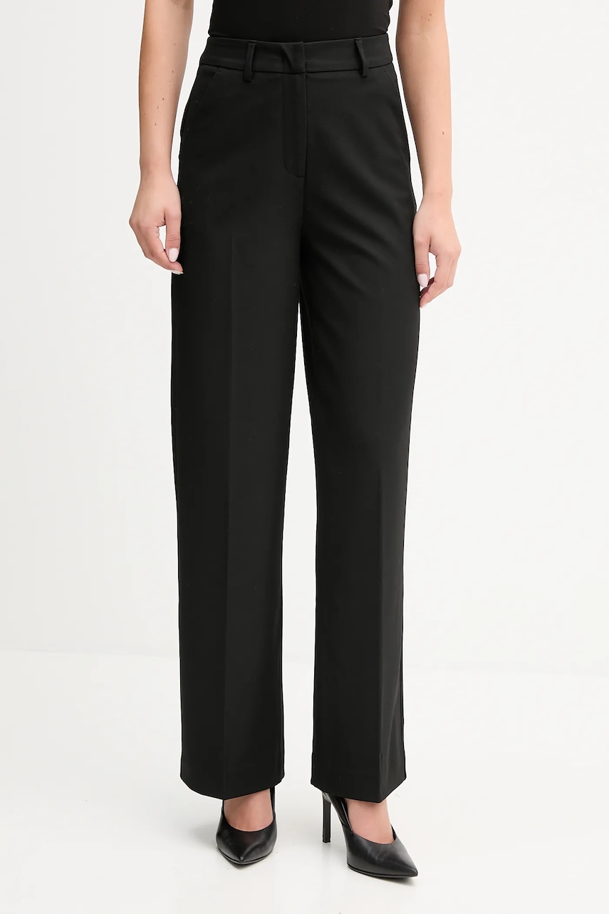 Kalhoty United Colors of Benetton dámské, černá barva, high waist, 4L4HDF07F