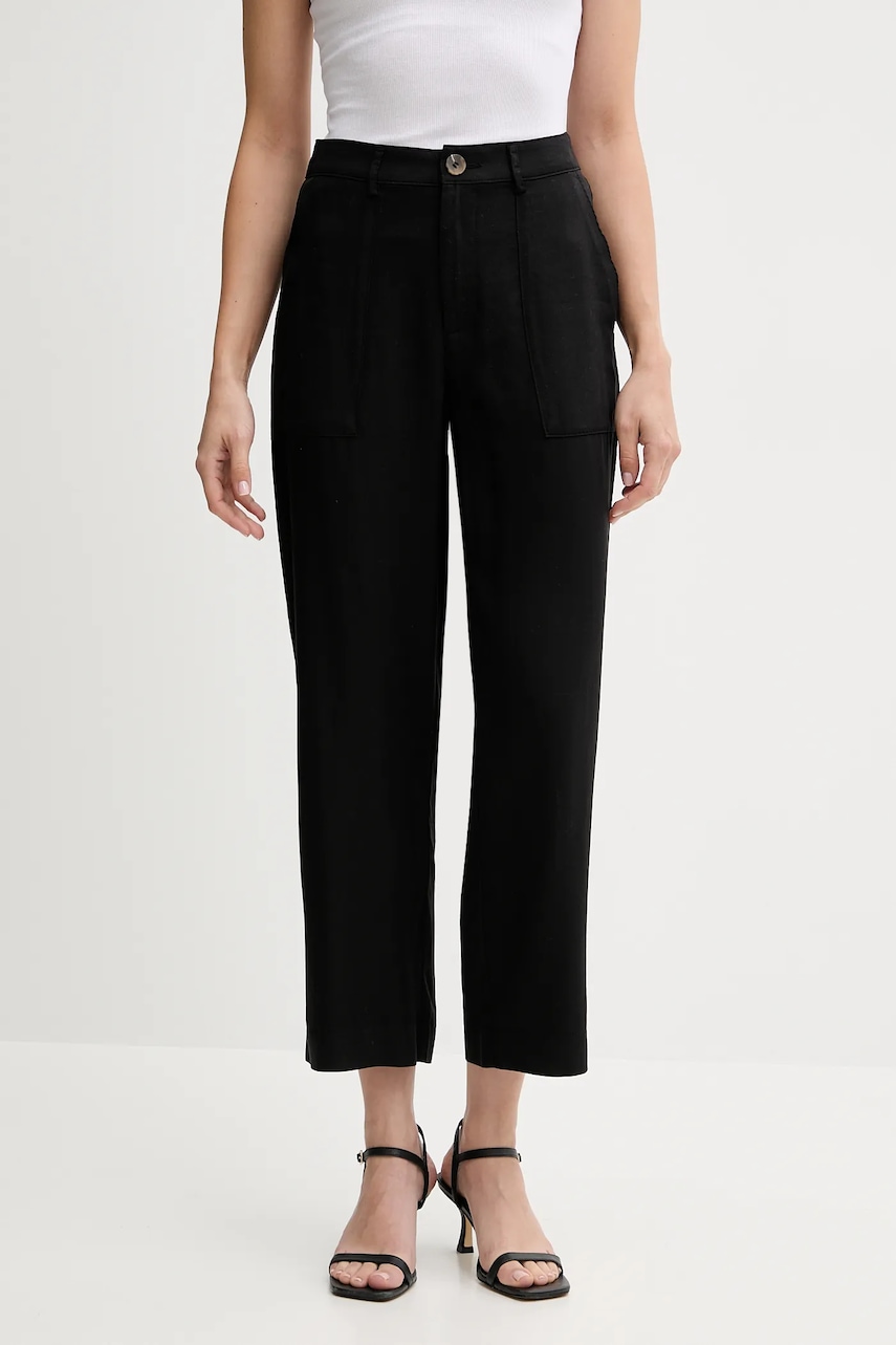 Kalhoty United Colors of Benetton dámské, černá barva, high waist, 4NPHDF09D