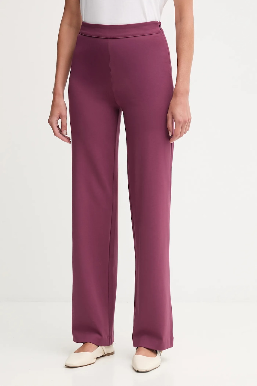 Kalhoty United Colors of Benetton dámské, fialová barva, high waist, 47CKDF0A1