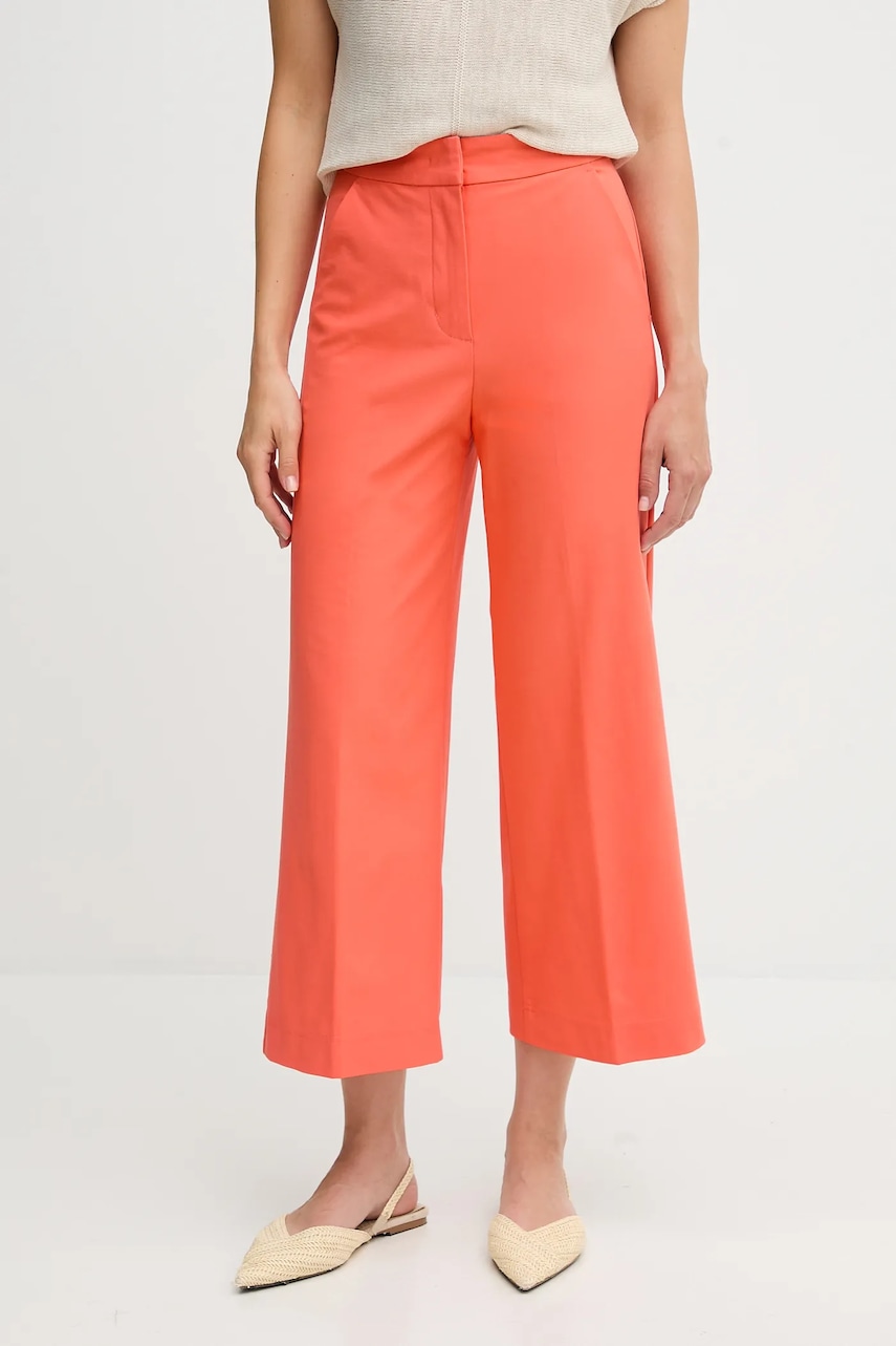 Kalhoty United Colors of Benetton dámské, oranžová barva, široké, high waist, 42A8DF08R