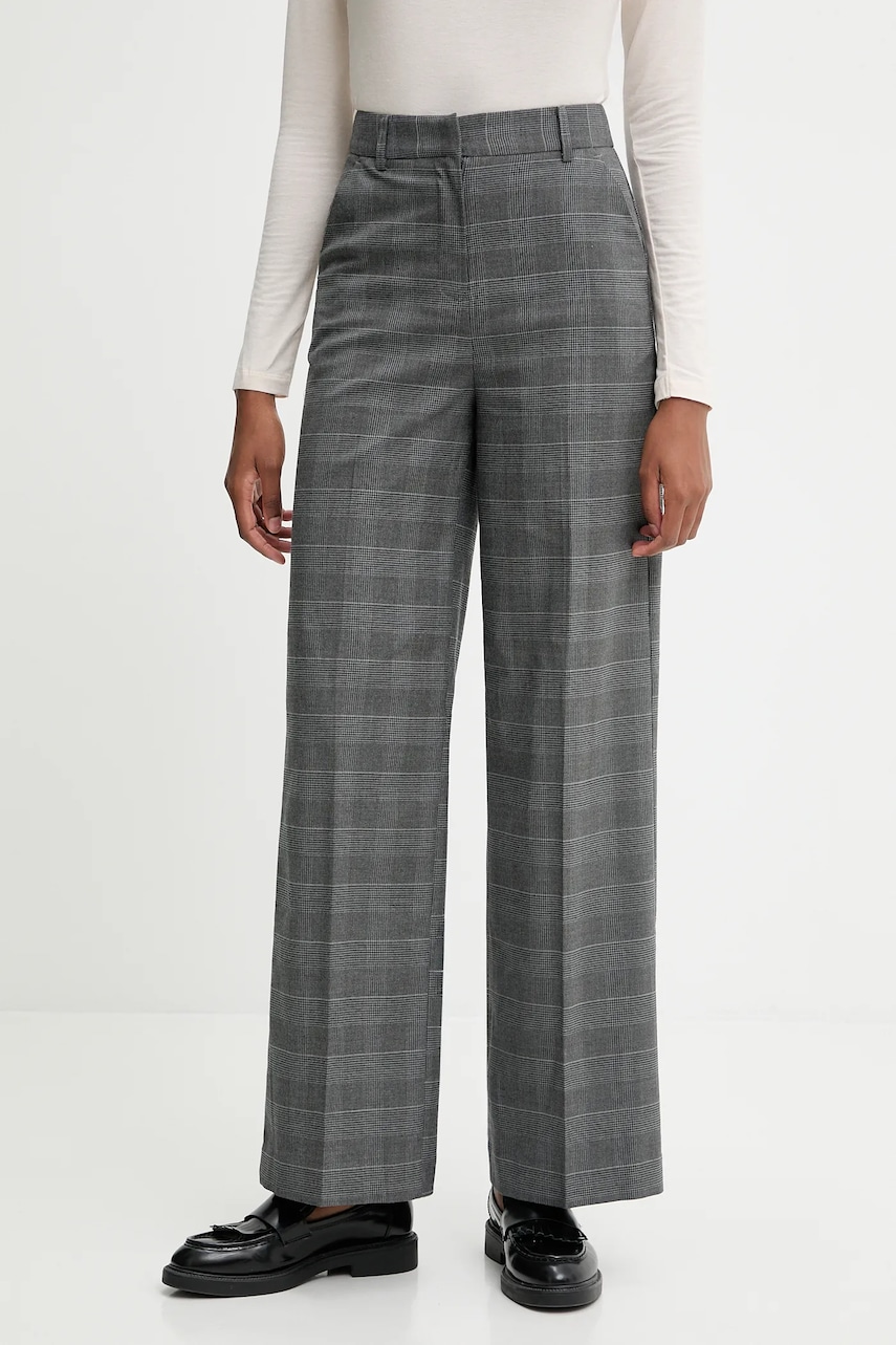 Kalhoty United Colors of Benetton dámské, šedá barva, high waist, 4X8MDF07F