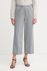 Kalhoty United Colors of Benetton dámské, šedá barva, střih cigarette, high waist, 47CKDF09Y