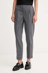 Kalhoty United Colors of Benetton dámské, šedá barva, střih cigarette, high waist, 4X8MDF081